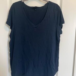 Women's Navy V-Neck Top